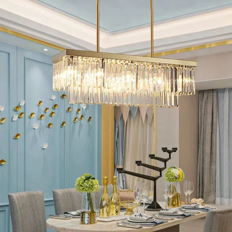 Afralia™ Crystal Chandelier: Luxury Gold 2 Tier LED Ceiling Light for Dining Room