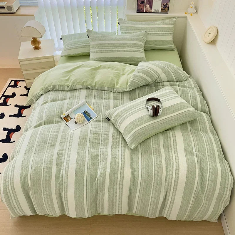 Afralia™ Jacquard Cotton Bedding Set for Queen King Size - Skin Friendly Comforter Cover