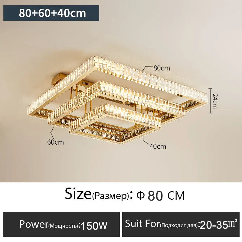 Afralia™ Luxury LED Crystal Ceiling Chandelier for Modern Living Room Lighting