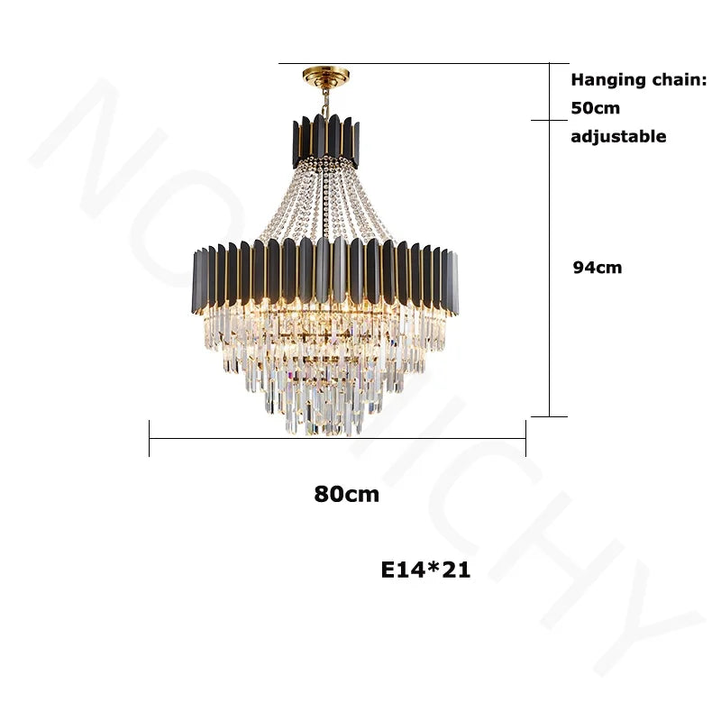 "Afralia™ Crystal Collection LED Black Gold Chandelier for Dinning Room"