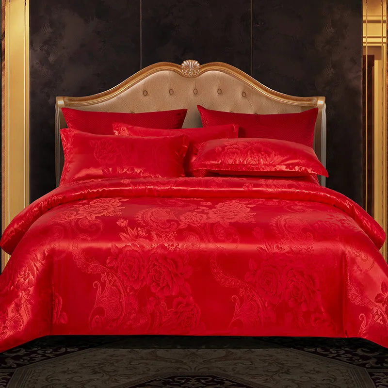 Afralia™ Jacquard Satin Summer Bedding Set - Elegant & Skin Friendly Duvet Cover - Single/Double Size