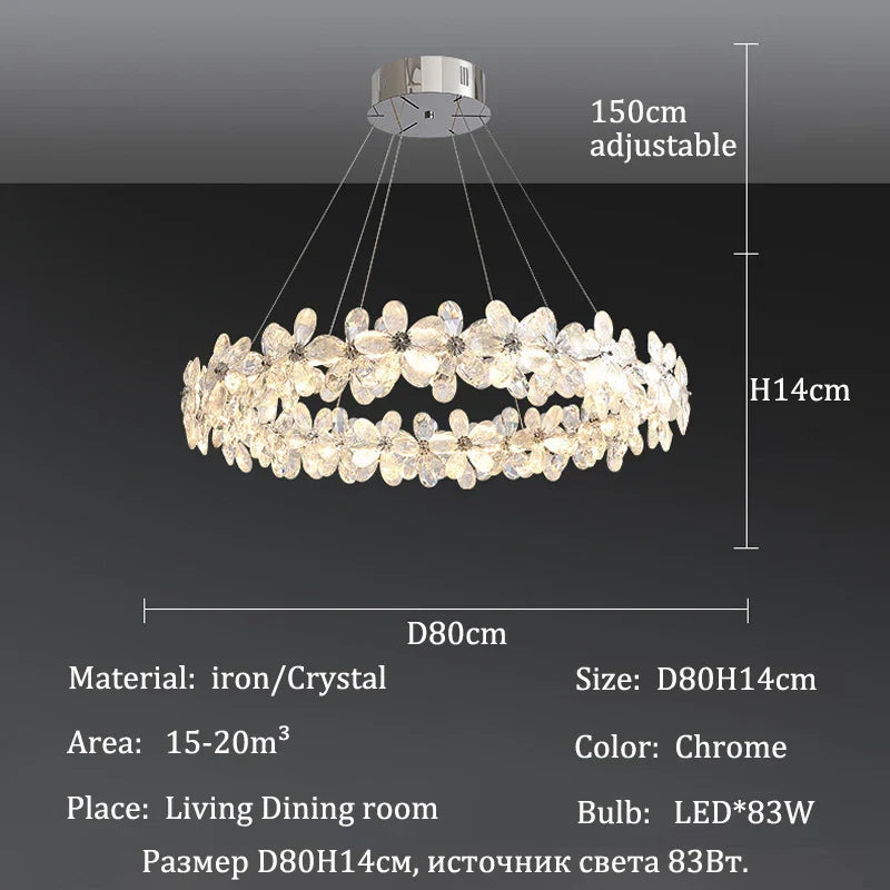 Afralia™ Chrome Petal Crystal Chandeliers: Luxury LED Ceiling Pendant Lights for Home Decor