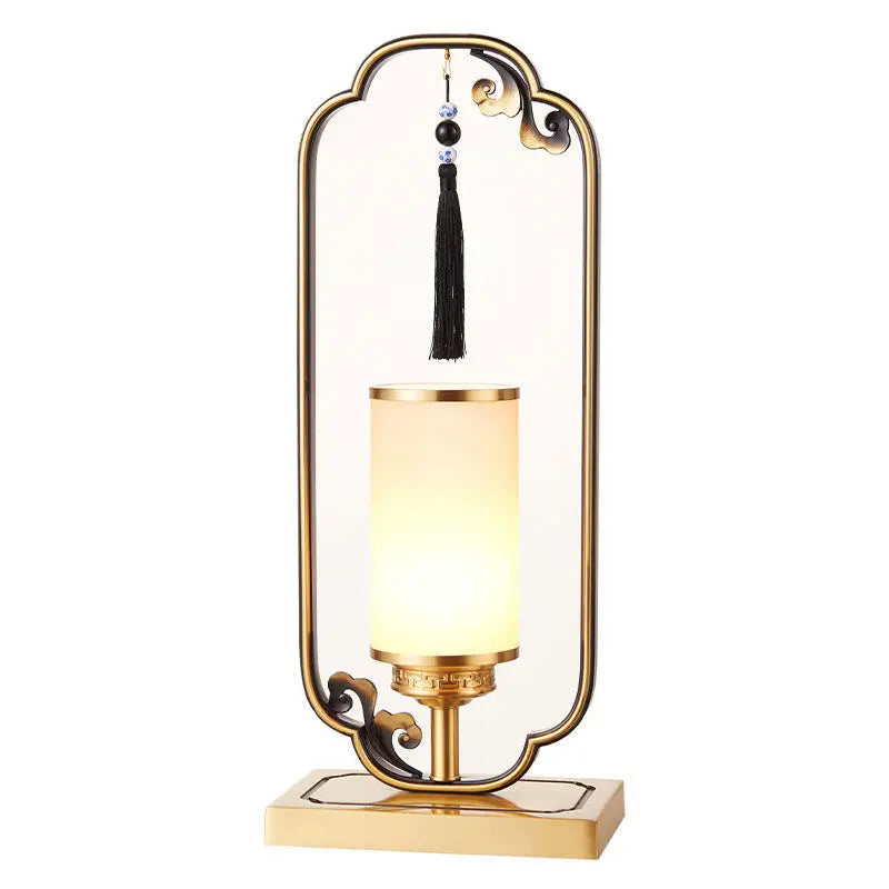 Afralia™ Retro Warm Chinese Copper Desk Lamp for Living Room Study Bedroom LED