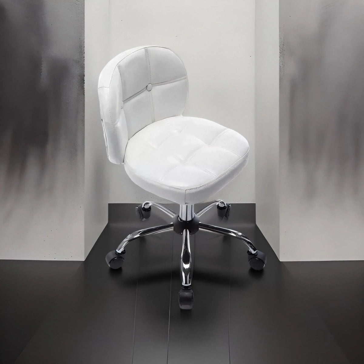 Afralia™ Velvet Office Stool with Wheels Low Back Swivel Dressing Chair Height Adjustable