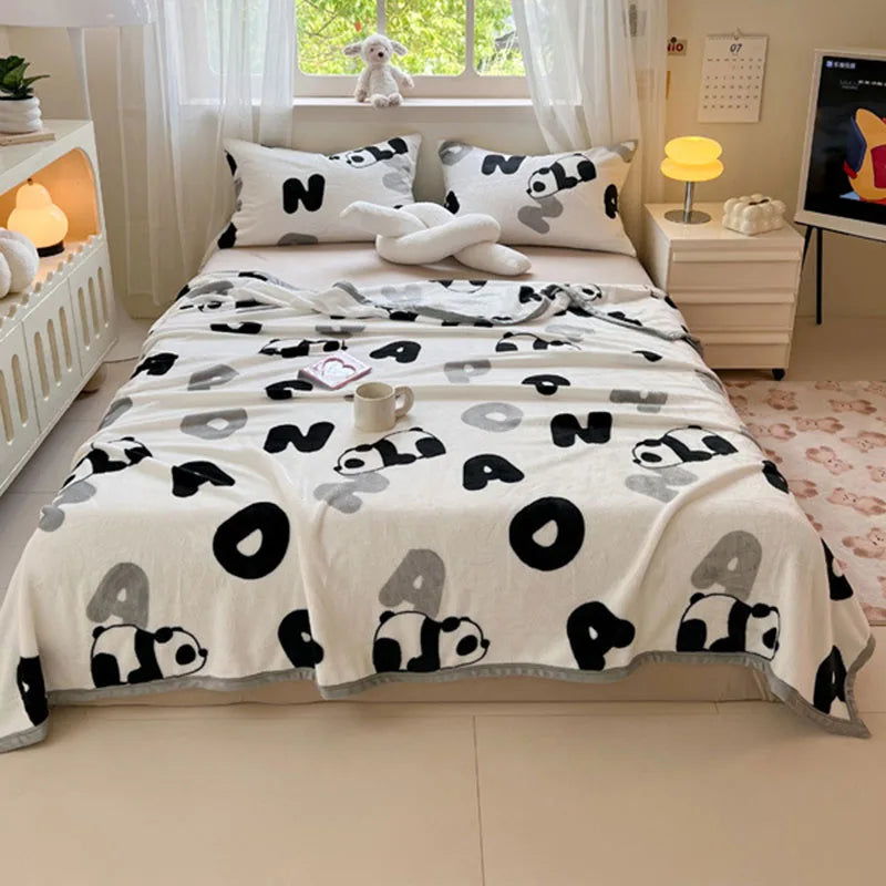 Afralia™ Flower Printed Milk Velvet Blanket: Soft Sofa Cover for Winter Warmth