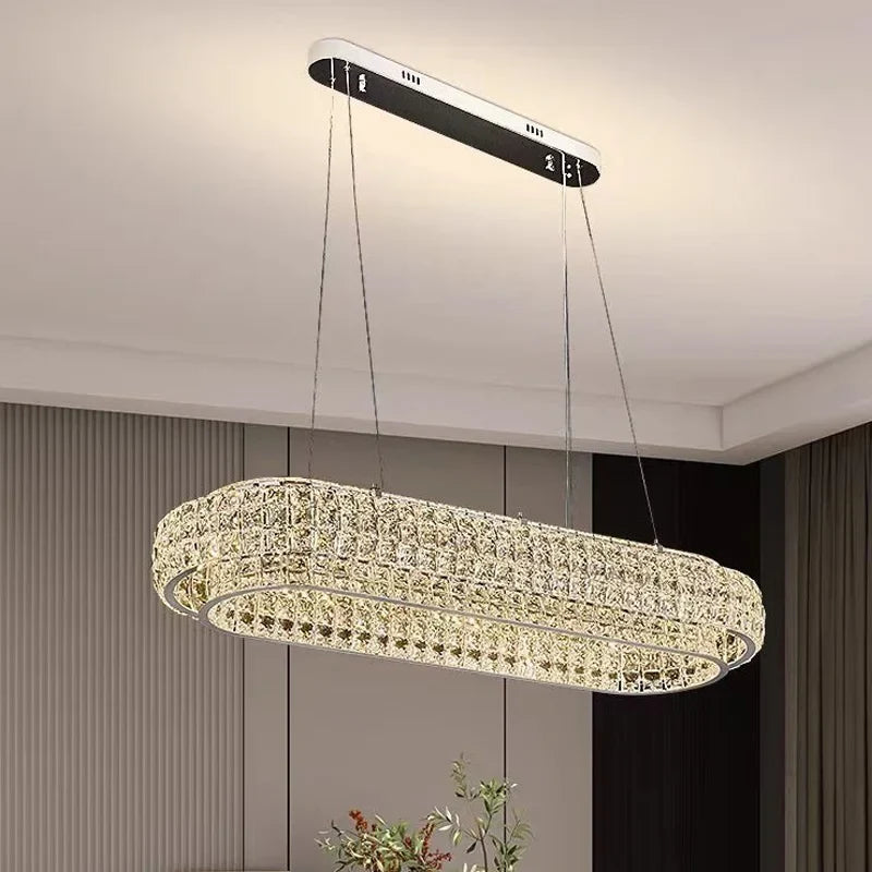 Afralia™ Crystal Chandelier LED Ceiling Light Fixture Pendant Suspension Lamp Luxe Home Decor LuxeCrystal Beauty
