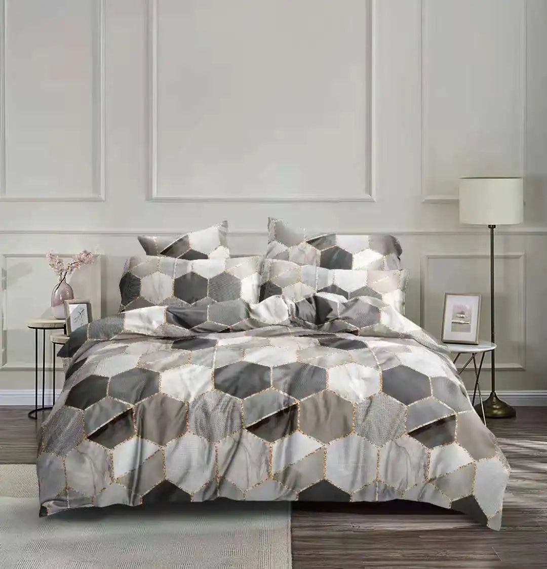 Afralia™ Honeycomb Marble Patterned Bedding Set, Premium Duvet Cover with Pillowcase
