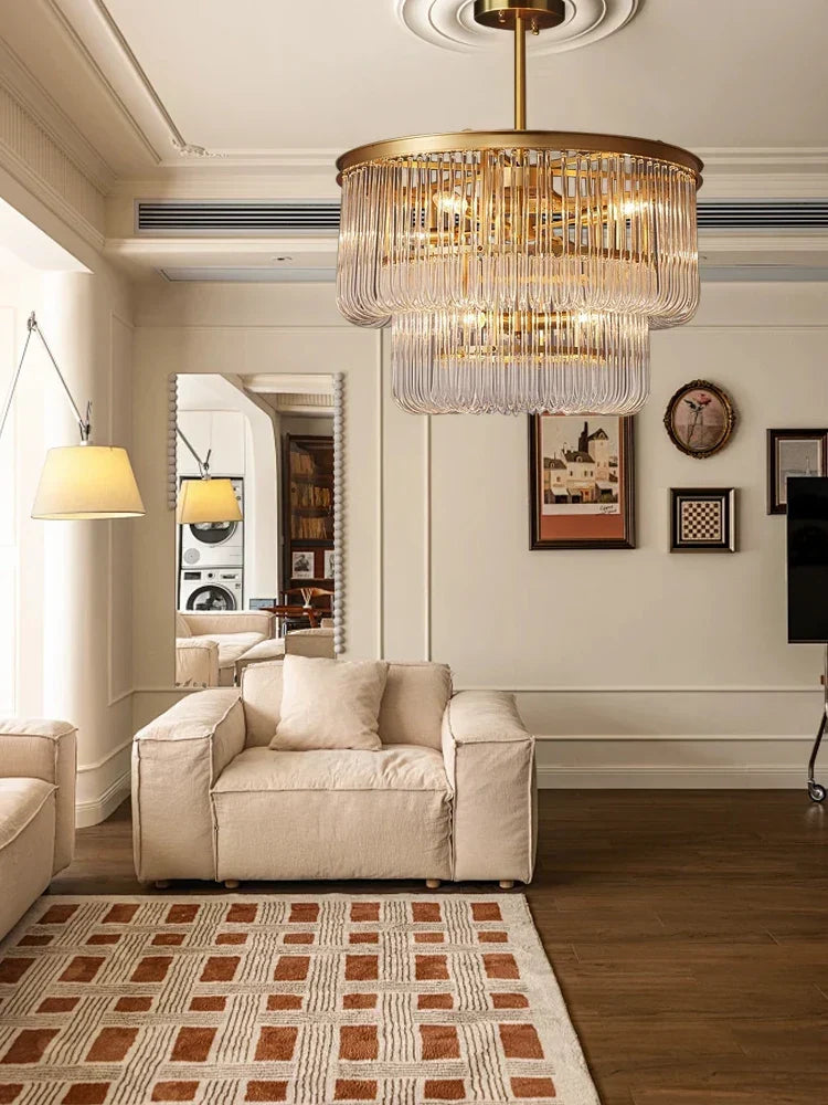 Afralia™ Brass Glass Bar Chandelier Modern Minimalist Designer Luxury Living Room Hanglamp
