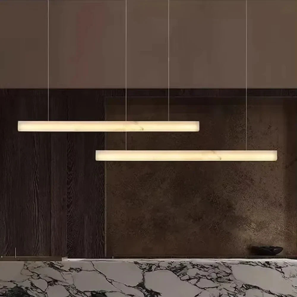 Afralia™ Marble Alabaster Copper Chandelier Pendant - Modern Natural Lighting for Dining Room & Kitchen