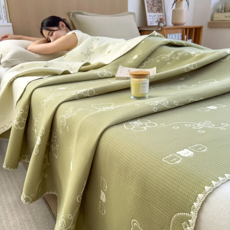 Afralia™ Cotton Towel Blanket, Rural Printed Thin Quilt - Luxury Breathable Bedspread