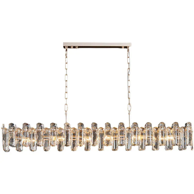 Afralia™ Gold Crystal Strip Chandelier - Dimmable Indoor Ceiling Light