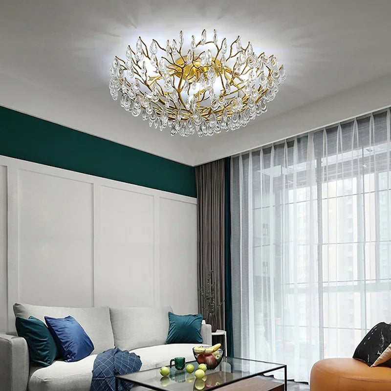 Afralia™ Modern LED Crystal Ceiling Chandelier for Living Room Restaurant Bedroom
