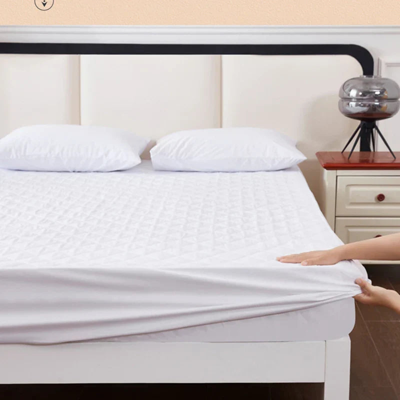 Afralia™ Quilted Waterproof Fitted Mattress Cover | Queen King Size White Bedsheet