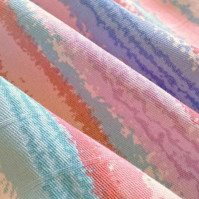 Afralia™ Cotton Striped Fitted Bed Sheet for Queen Double Mattress Cover