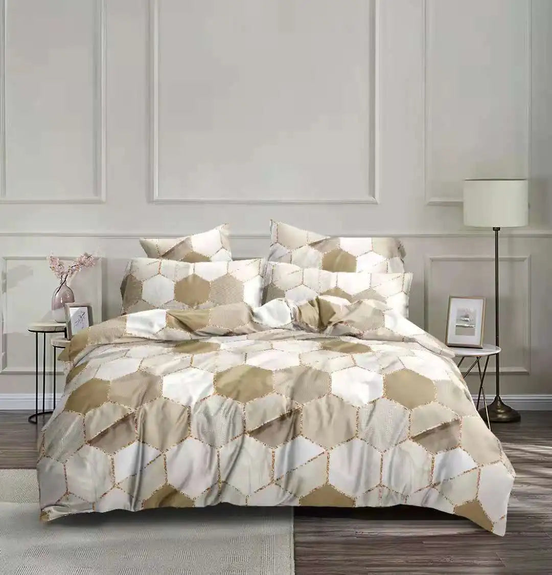 Afralia™ Honeycomb Marble Patterned Bedding Set, Premium Duvet Cover with Pillowcase