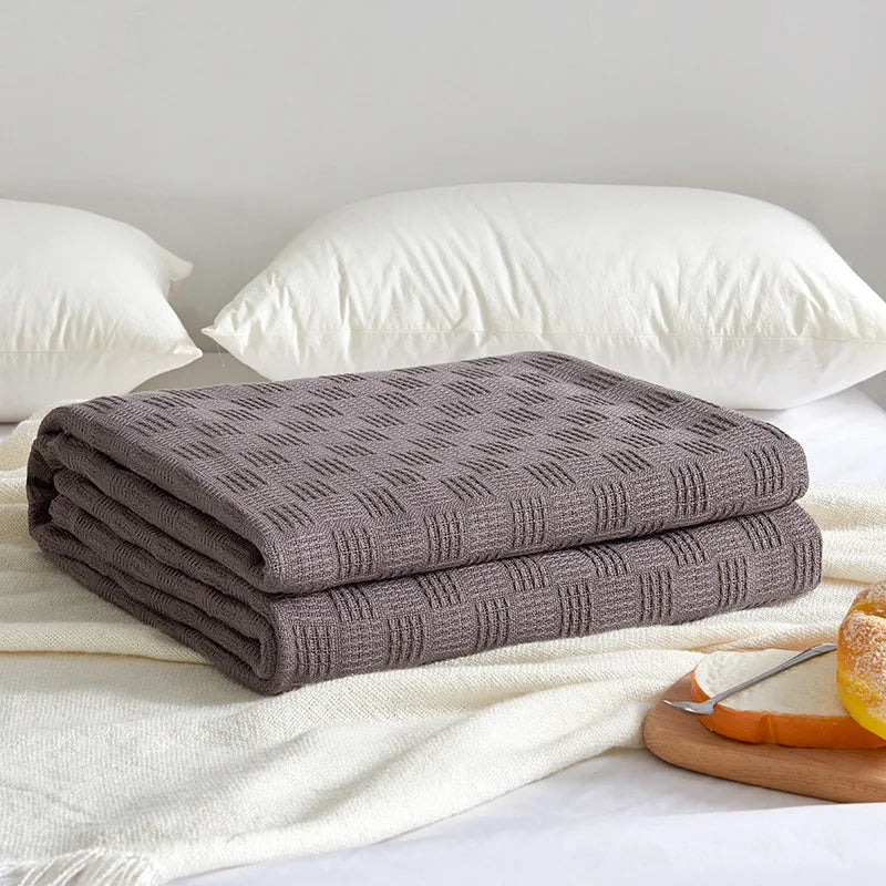 Afralia™ Pure Cotton Knitted Blanket: Summer Sofa Cover Comfort Queen Double Size Quilt