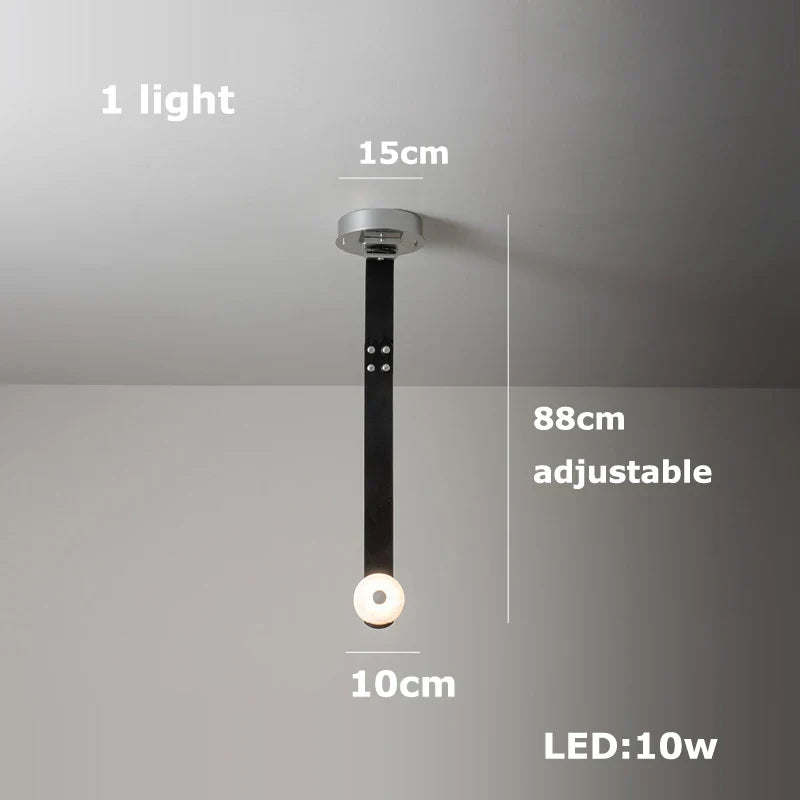 "Afralia™ Leather Belt LED Chandelier: Artistic DIY Hanging Lamps for Living Room"
