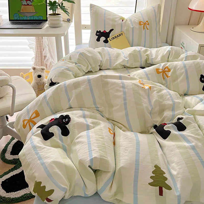 Afralia™ Cartoon Style Cotton Printed Bedding Sets in Single/Double Size