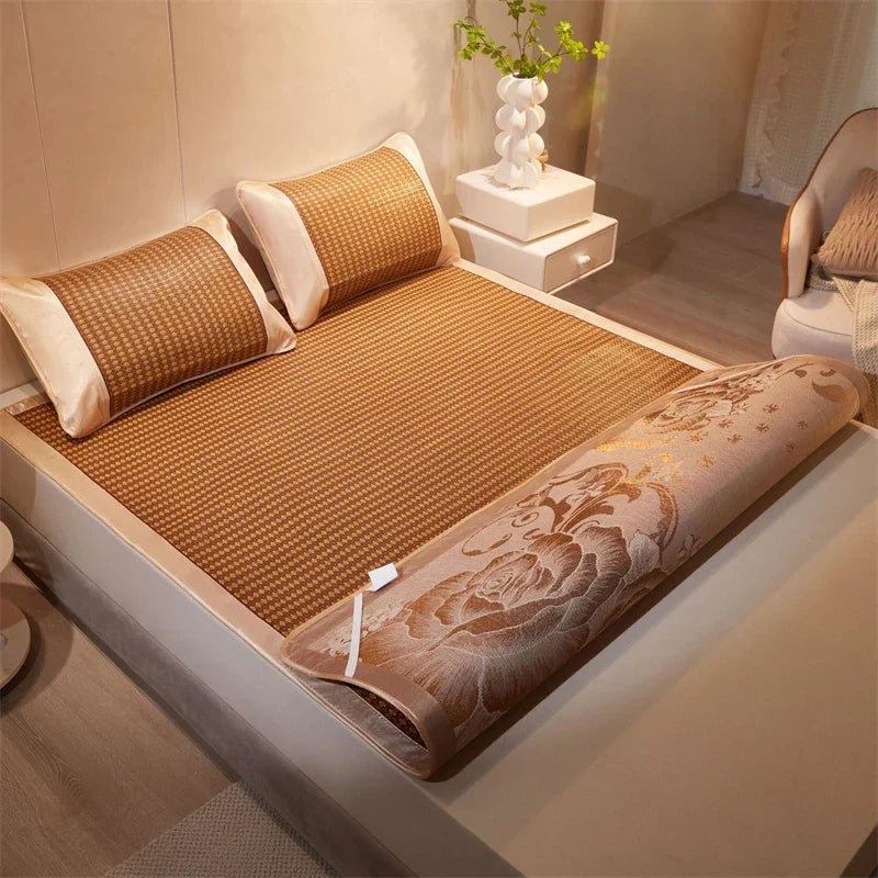 Afralia™ Cooling Rattan Mat & Pillowcase Set - Dual-Sided Thicker  Bed Pad for Summer
