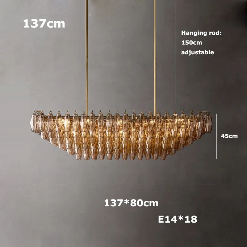 Afralia™ Luxury Glass Shade LED Chandelier in Brass and Black for Modern Dining Room