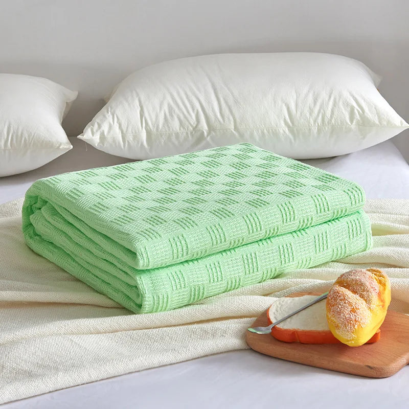 Afralia™ Pure Cotton Knitted Blanket: Summer Sofa Cover Comfort Queen Double Size Quilt