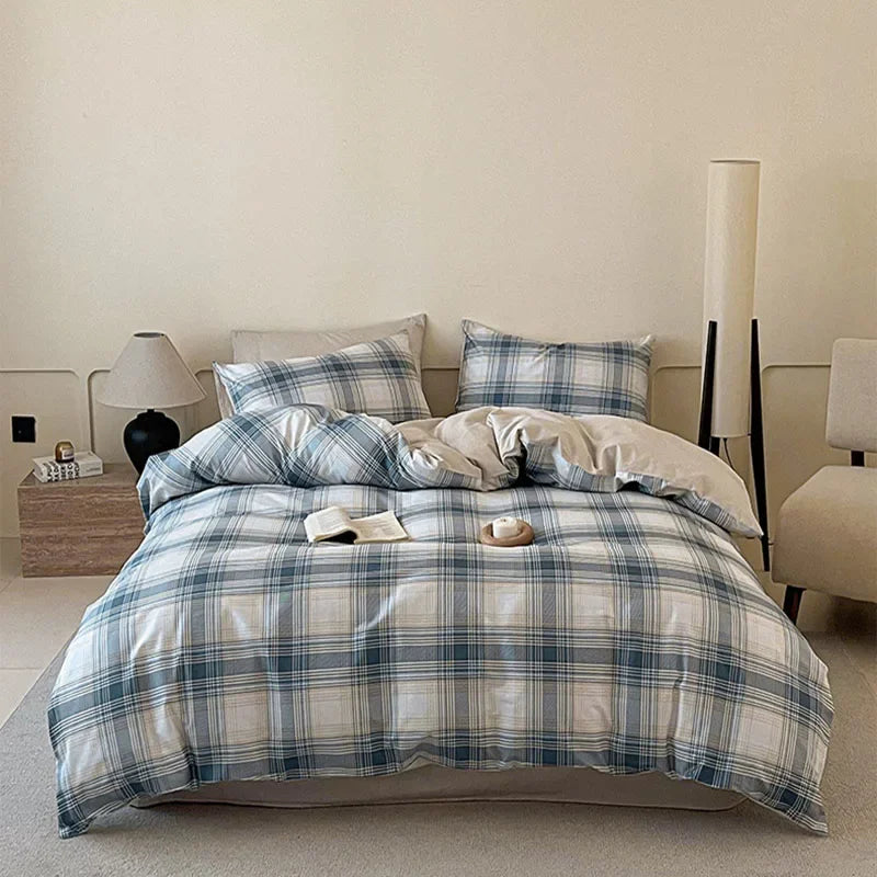Afralia™ Geometric Pattern Cotton Fitted Sheet Set, King/Queen Bed Comfort Bedding