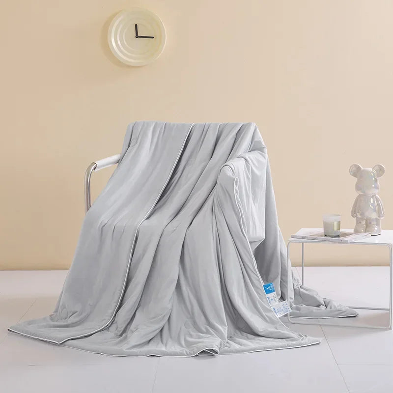 Afralia™ Satin Silky Summer Cooling Quilt Double Solid Color Bedding