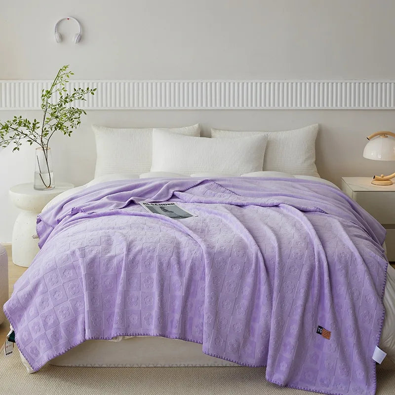 Afralia™ Jacquard Milk Velvet Air Conditioning Blanket | All Seasons Warmth & Travel Shawl