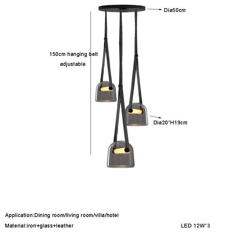 Afralia™ Luxury LED Crystal & Leather Chandelier for Living Room