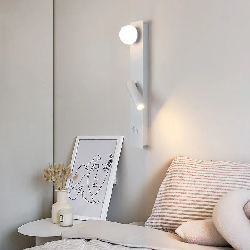 Afralia™ Black Rotatable Wall Lamp with Switch | High-End Modern Minimalist Bedroom & Living Room Lighting