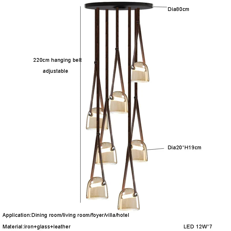Afralia™ Luxury LED Crystal & Leather Chandelier for Living Room