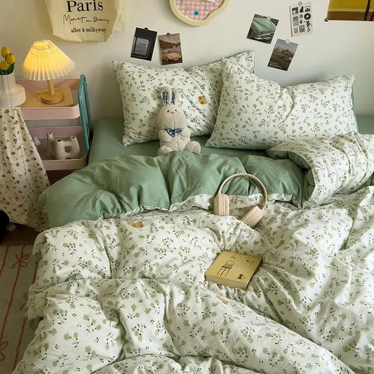 Afralia™ Cartoon Style Printed Comforter Set 4Pcs Lightweight Duvet Kits Bedding Set