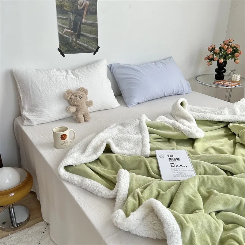 Afralia™ Cozy Lamb Wool Blanket: High-Quality Warm Velvet Quilt for All Seasons.
