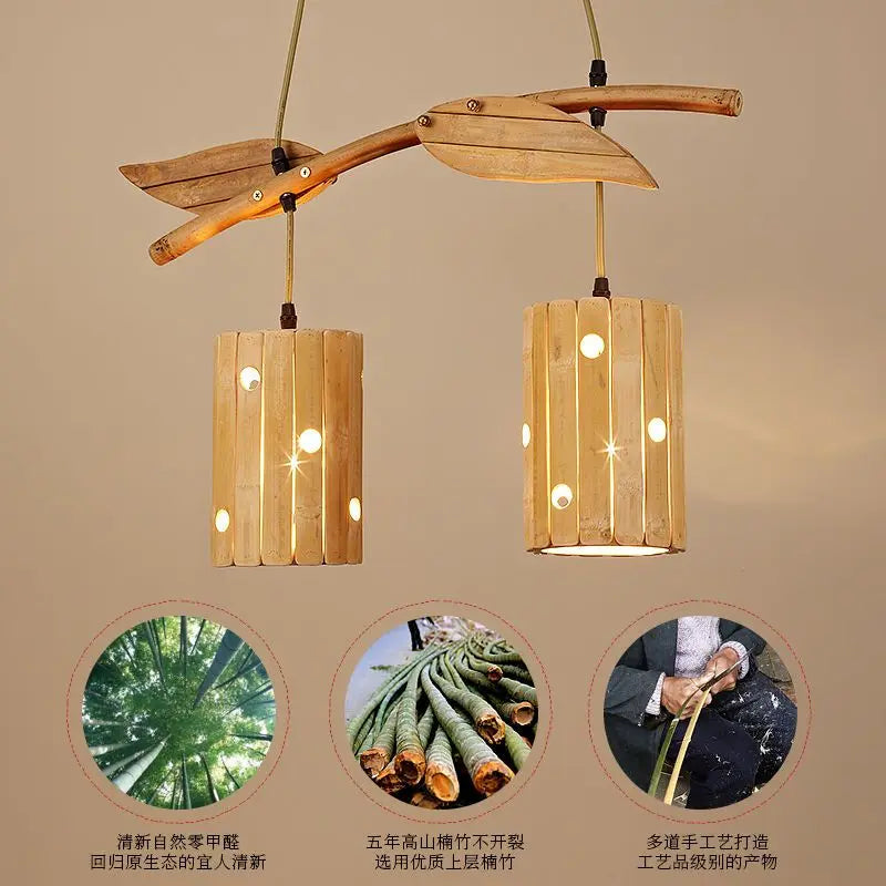 Afralia™ Bamboo Art Chandelier: Retro Korean Living Room Lights for Tea House & Restaurant