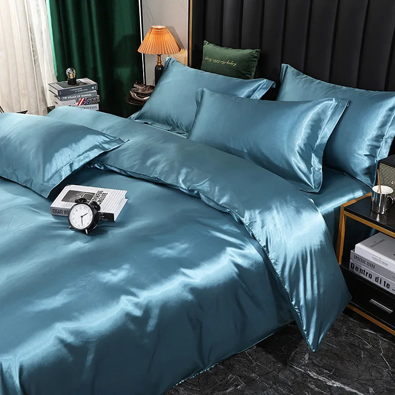 Afralia™ Silk Bedding Set: Smooth 100% Silk Comforter Cover Sets for Full Twin King Queen