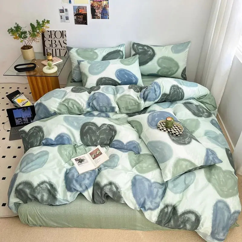 Afralia™ Nordic Cotton Bedding Set Duvet Cover with Sheets Single Queen Decor