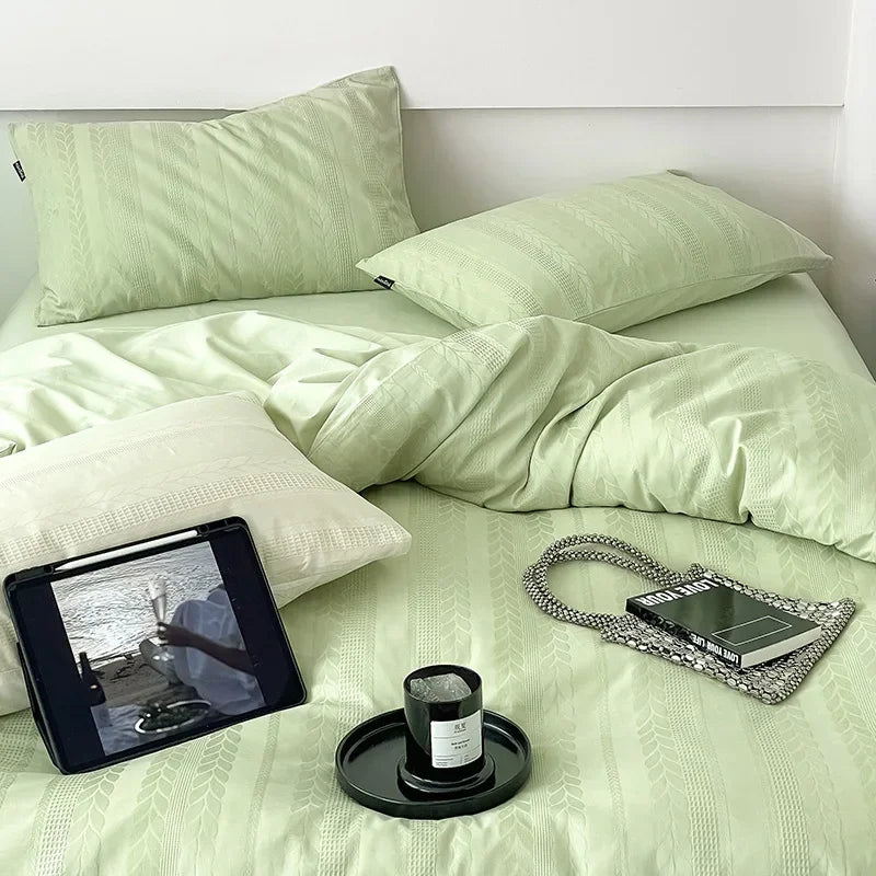Afralia™ Jacquard Cotton Bedding Set for Queen King Size - Skin Friendly Comforter Cover