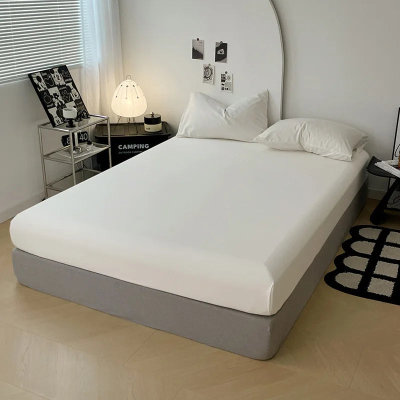 Afralia™ Soft Comfort Solid Color Fitted Bed Sheet - Double Mattress Cover