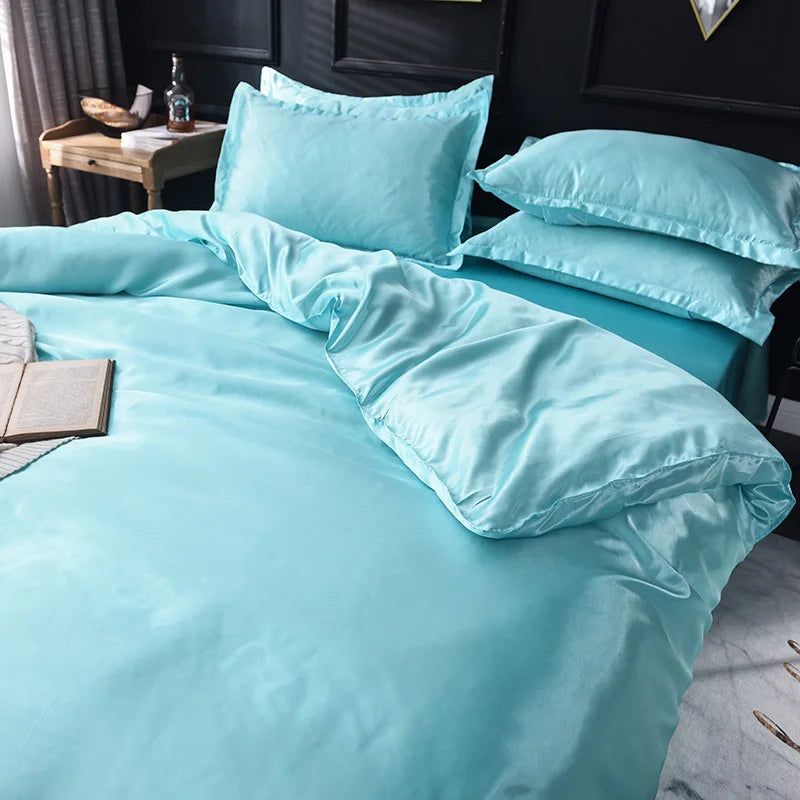Afralia™ Ice Rayon Satin Bedding Set: Cooling, Soft, Summer Comfort for Twin-Double Bed