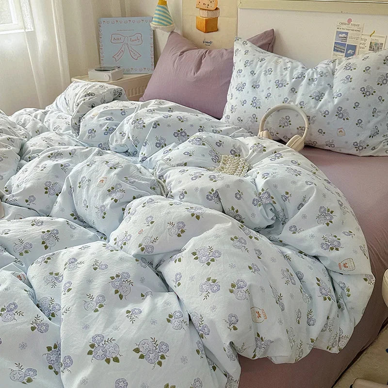 Afralia™ Cartoon Print Quilt Cover Set for King Queen Beds - All Seasons Comfort