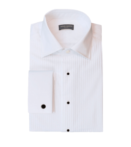 (product) White Plisse Bib Front Tux Shirt - custom suits nyc bespoke tailor midtown, noho