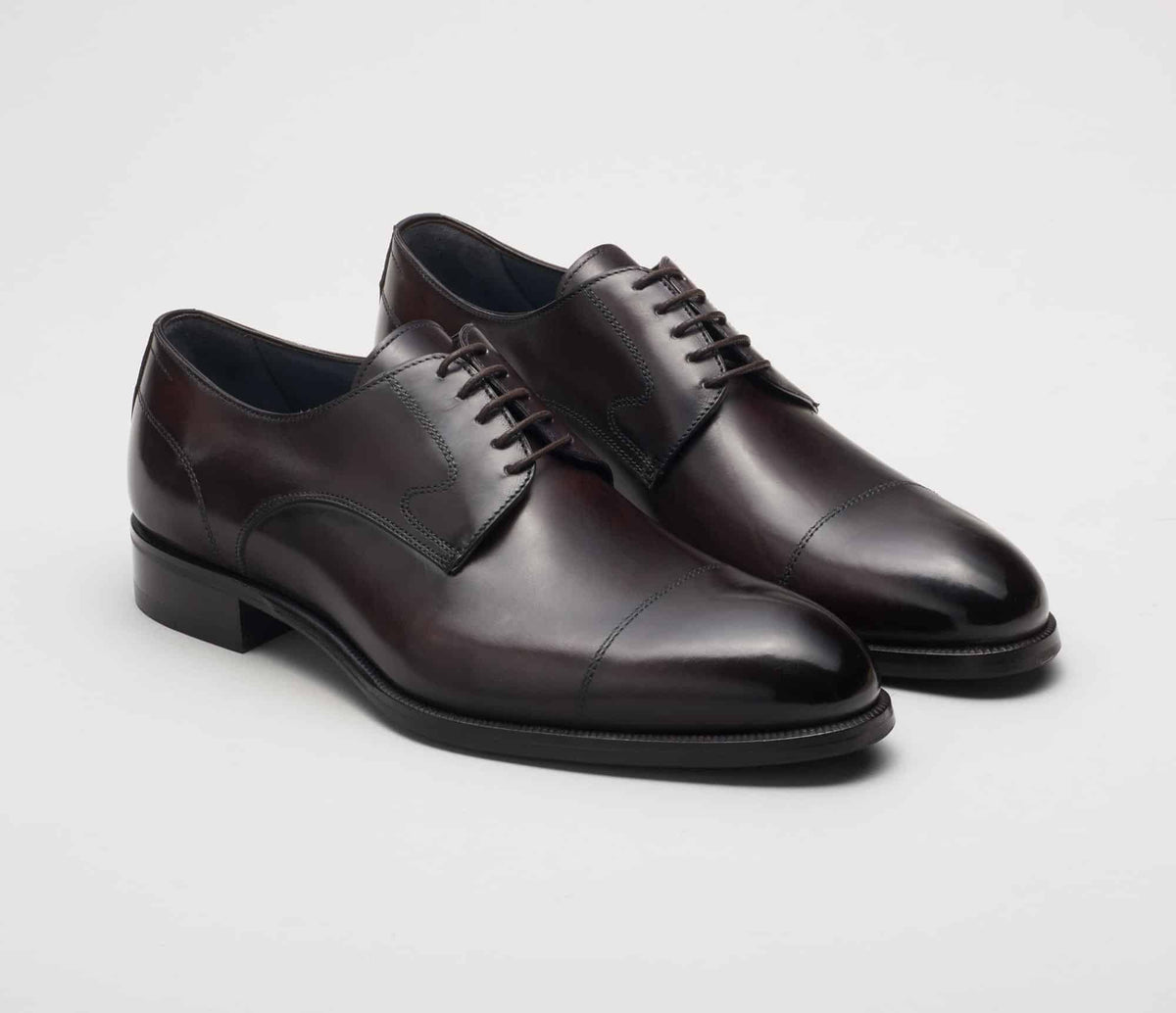 (product) Bergamo Oxford Nero Fondente, Front view of the pair - custom suits nyc bespoke tailor midtown, noho