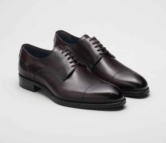 (product) Bergamo Oxford Nero Fondente, Front view of the pair - custom suits nyc bespoke tailor midtown, noho