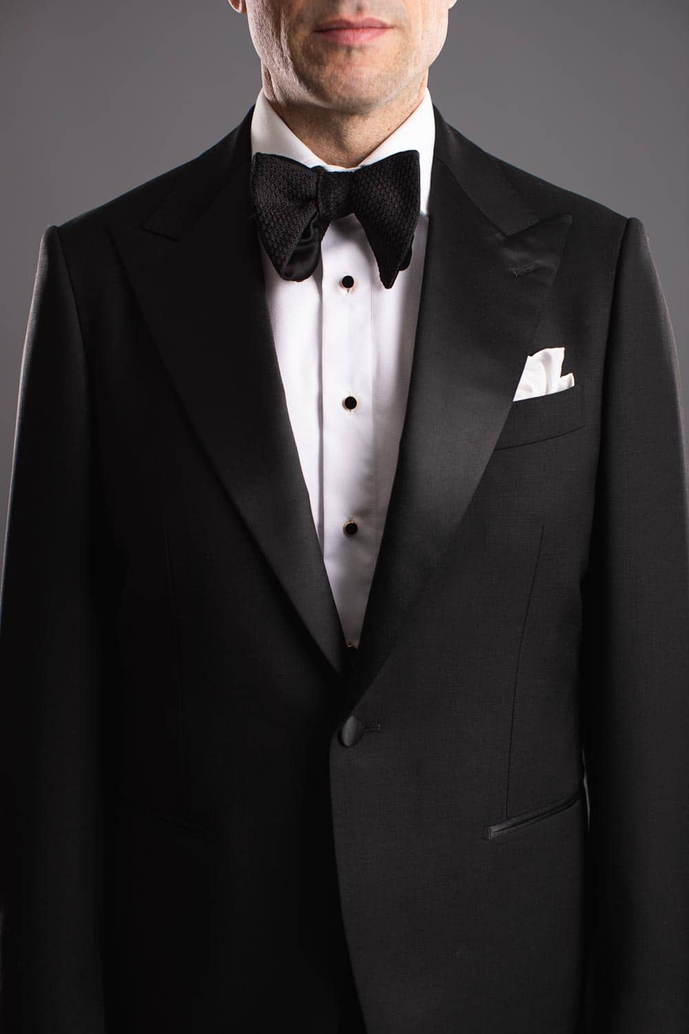 Classic Black Wedding Tuxedo with Satin Lapel - HSS x MAB - custom suits nyc bespoke tailor midtown, noho