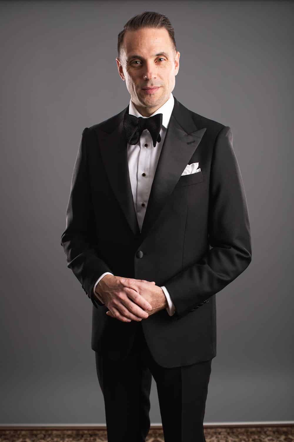 Classic Black Wedding Tuxedo with Satin Lapel - HSS x MAB - custom suits nyc bespoke tailor midtown, noho