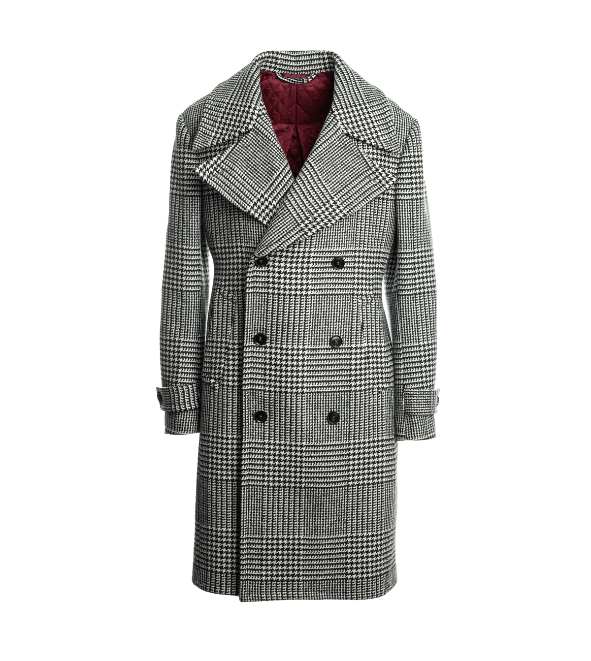 (product) Bespoke Black & White Glen Urquhart Great Coat - custom suits nyc bespoke tailor midtown, noho