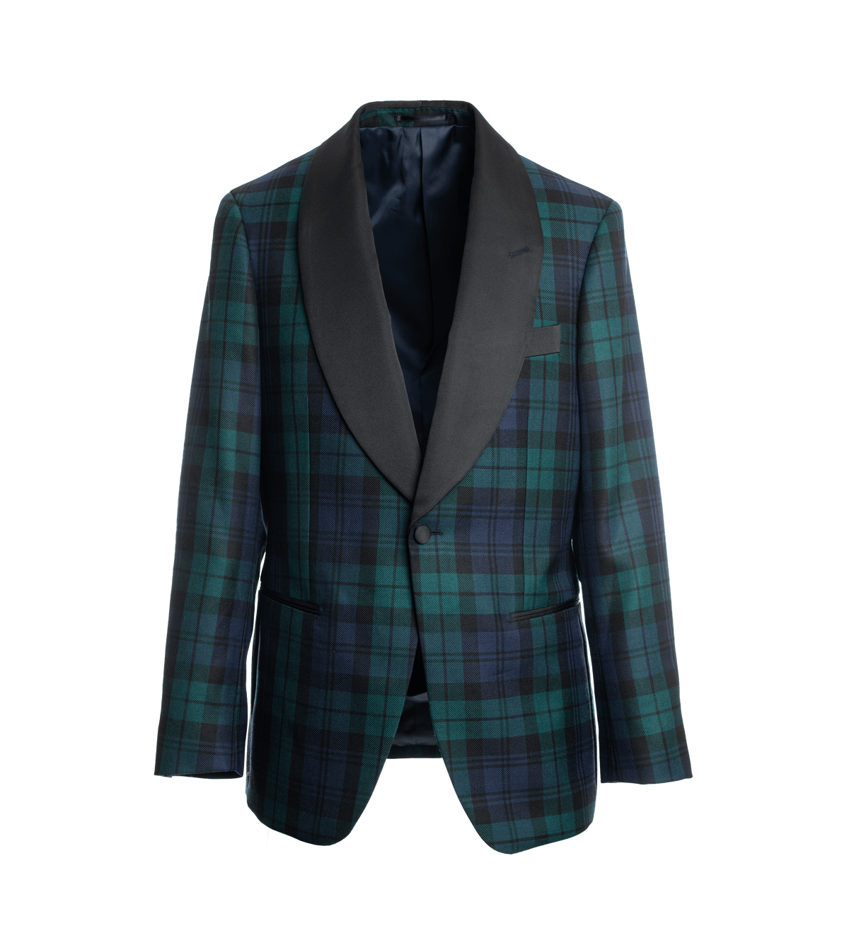 Blackwatch Plaid Shawl Collar Dinner Jacket - He Spoke Style Shop - custom suits nyc bespoke tailor midtown, noho