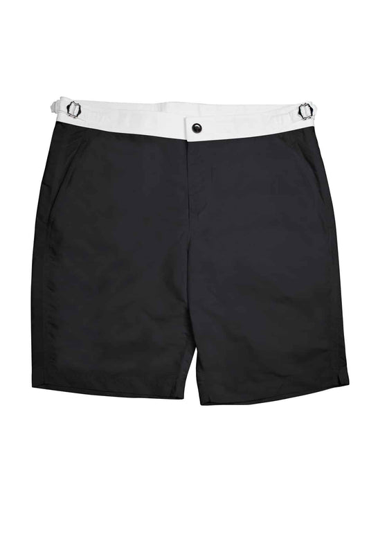 (product) Black Swim Shorts with White Waistband - custom suits nyc bespoke tailor midtown, noho