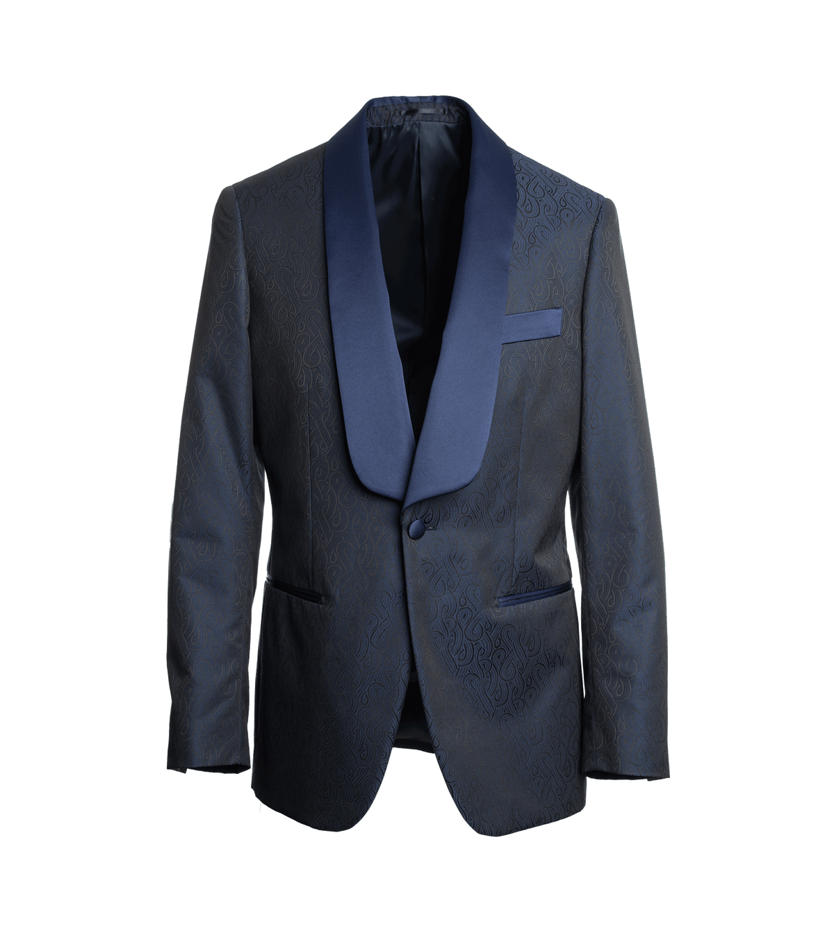 (product) Blue Jacquard Dinner Jacket by He Spoke Style - custom suits nyc bespoke tailor midtown, noho