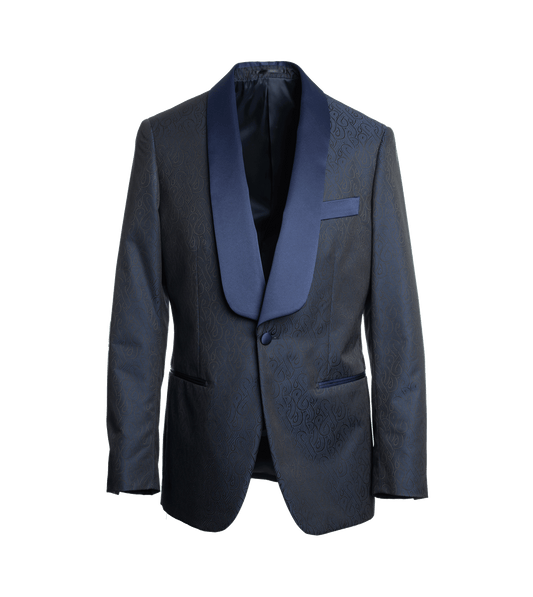 (product) Blue Jacquard Dinner Jacket by He Spoke Style - custom suits nyc bespoke tailor midtown, noho